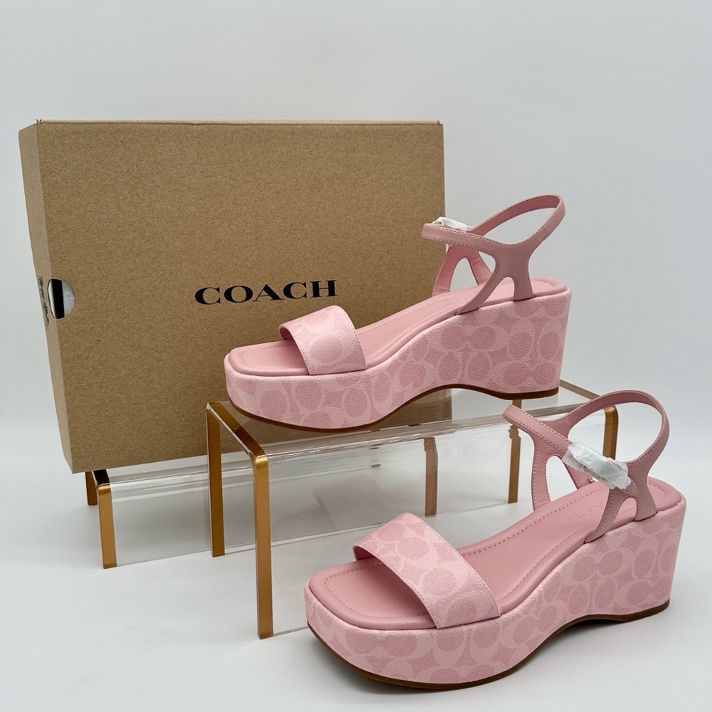 Coach Gale Wedge Sandal In Signature Canvas Powder Pink
